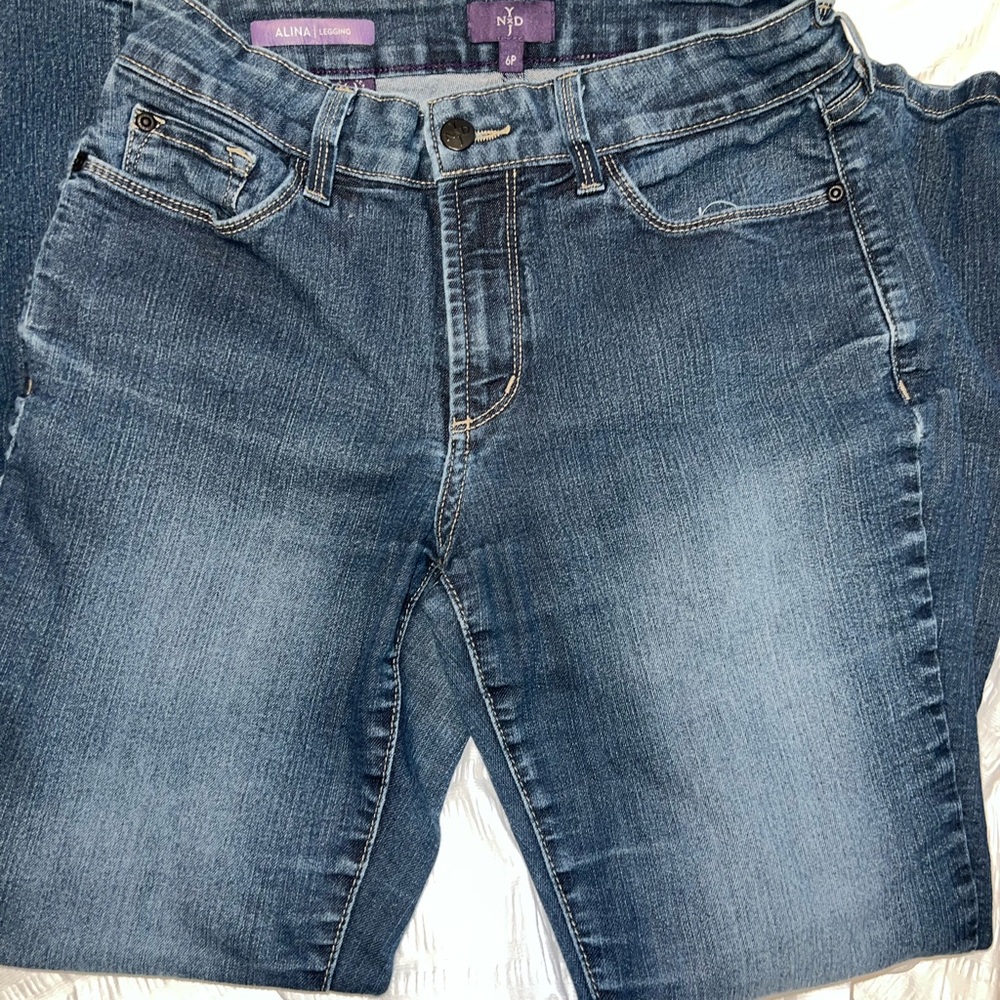 NYDJ Alina Leggings Skinny Jeans Womens Sz 6P Blue Stretch Mid Rise